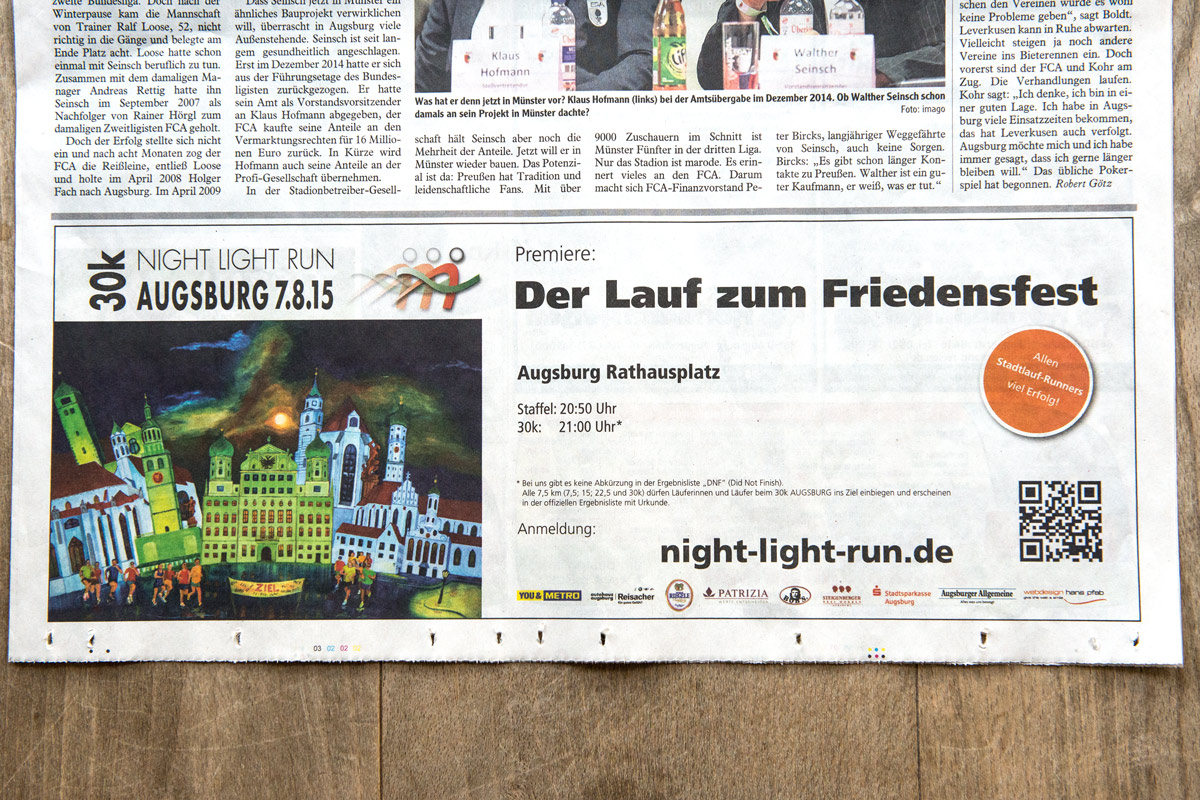 Night-Light-Run Zeitungsartikel